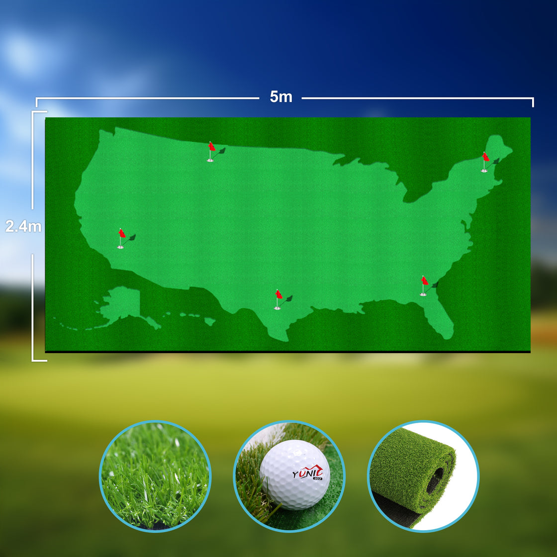 Golf Putting Green (8ft x 16ft, Style US Map)