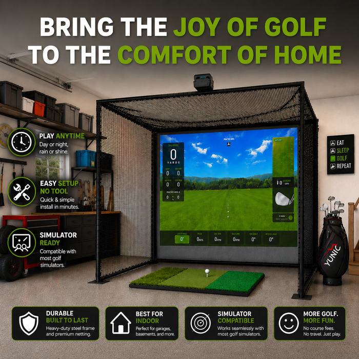 Golf Simulator Cage with Impact Screen – Metal Frame