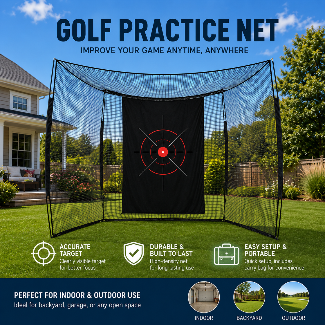 Golf Range Cage – 10 × 8 × 5 ft