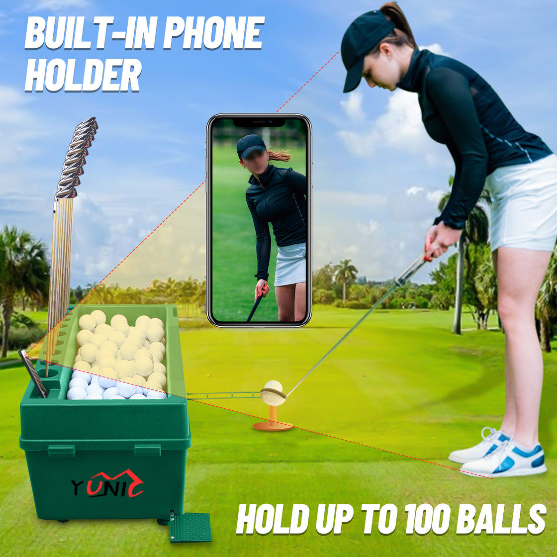 Golf Ball Dispenser Machine Powerless Automatic Tee Up