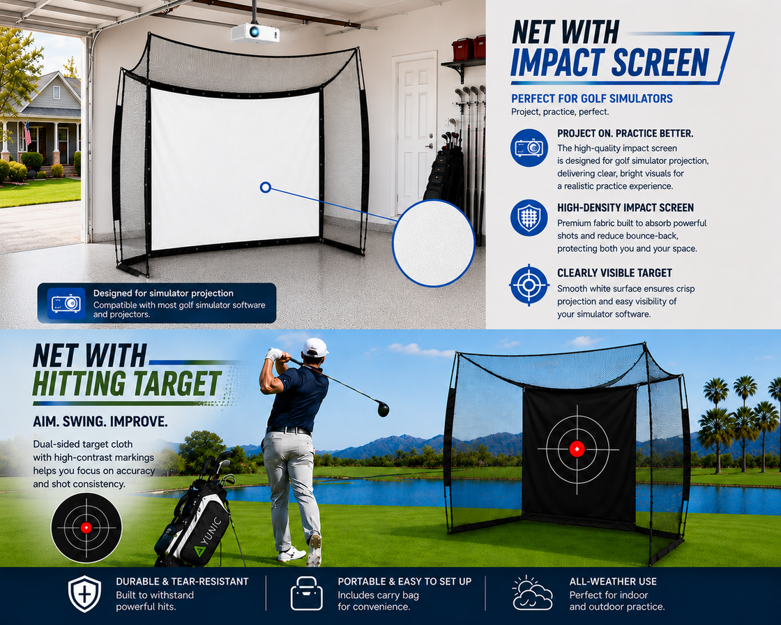 Golf Range Cage with Impact Screen – 10 × 8 × 5 ft