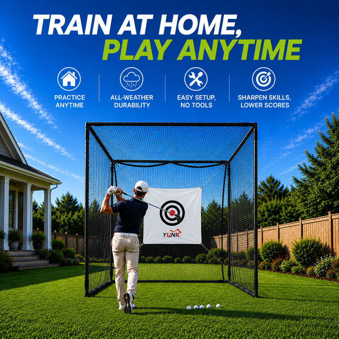 Golf Driving Cage – Black Net, Multiple Sizes
